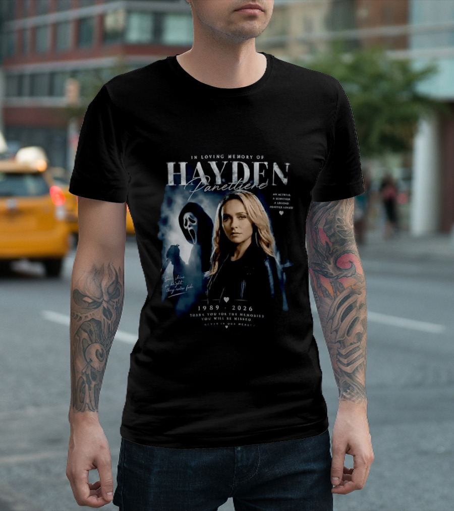 In Loving Memory Of Actress Hayden Panettiere 1989 2026 With Ghostface Shadow T-Shirt