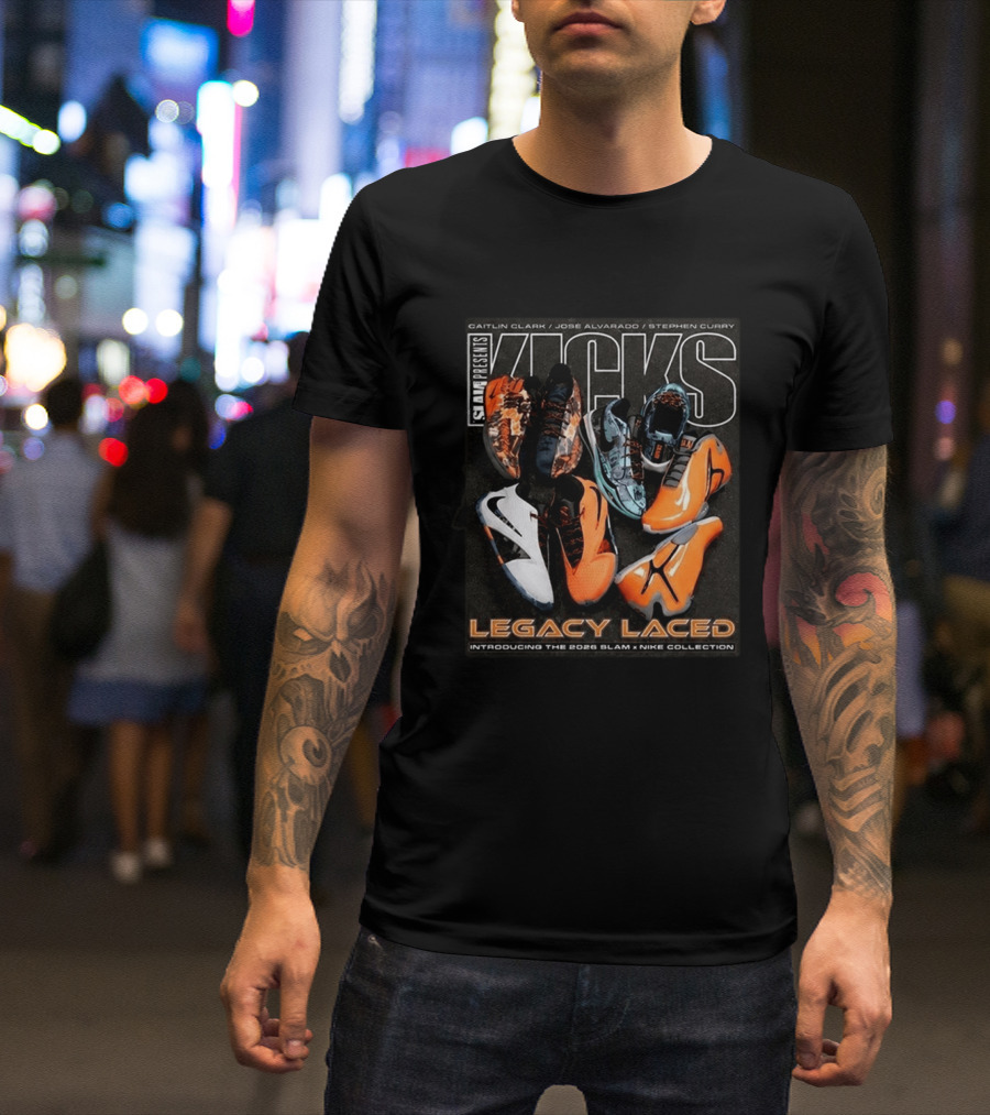 SLAM Presents KICKS Legacy Laced 2026 Introducing Caitlin Clark José Alvarado Stephen Curry Nike Collection T-Shirt