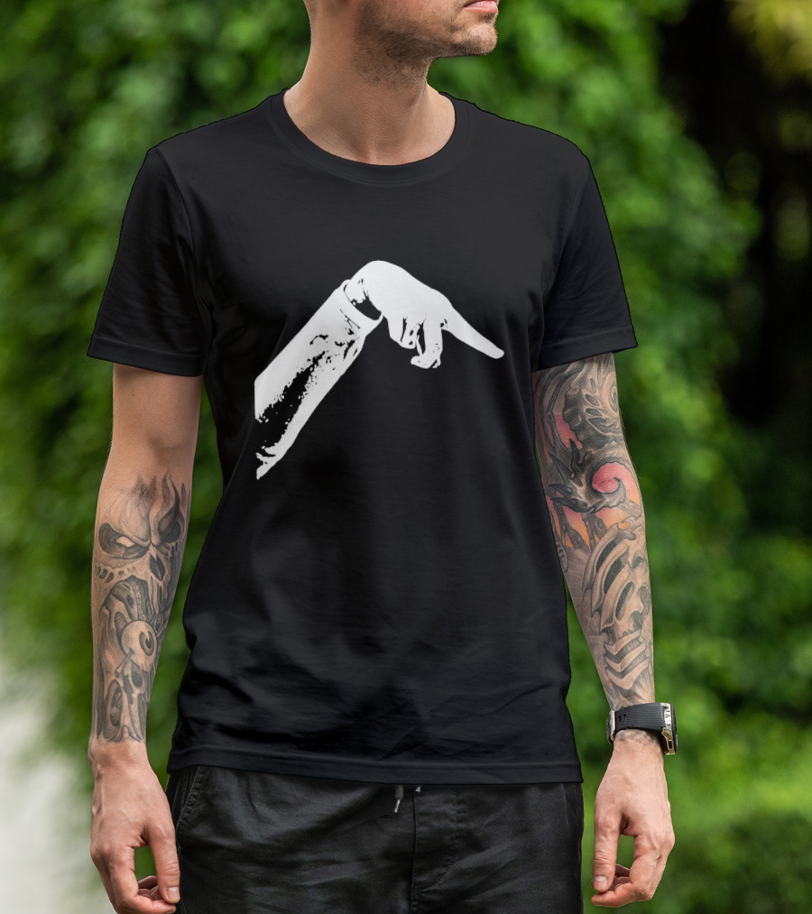 Monochrome Pointing Hand Sleeve Downward T-Shirt