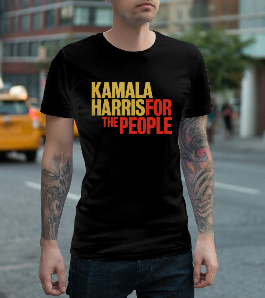 Kamala Harris For The People Text Classic Bold Yellow And Red T-Shirt