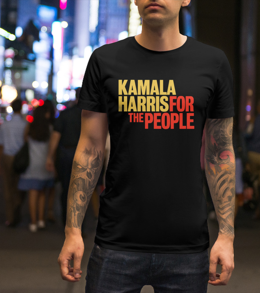 Kamala Harris For The People Text Classic Bold Yellow And Red T-Shirt