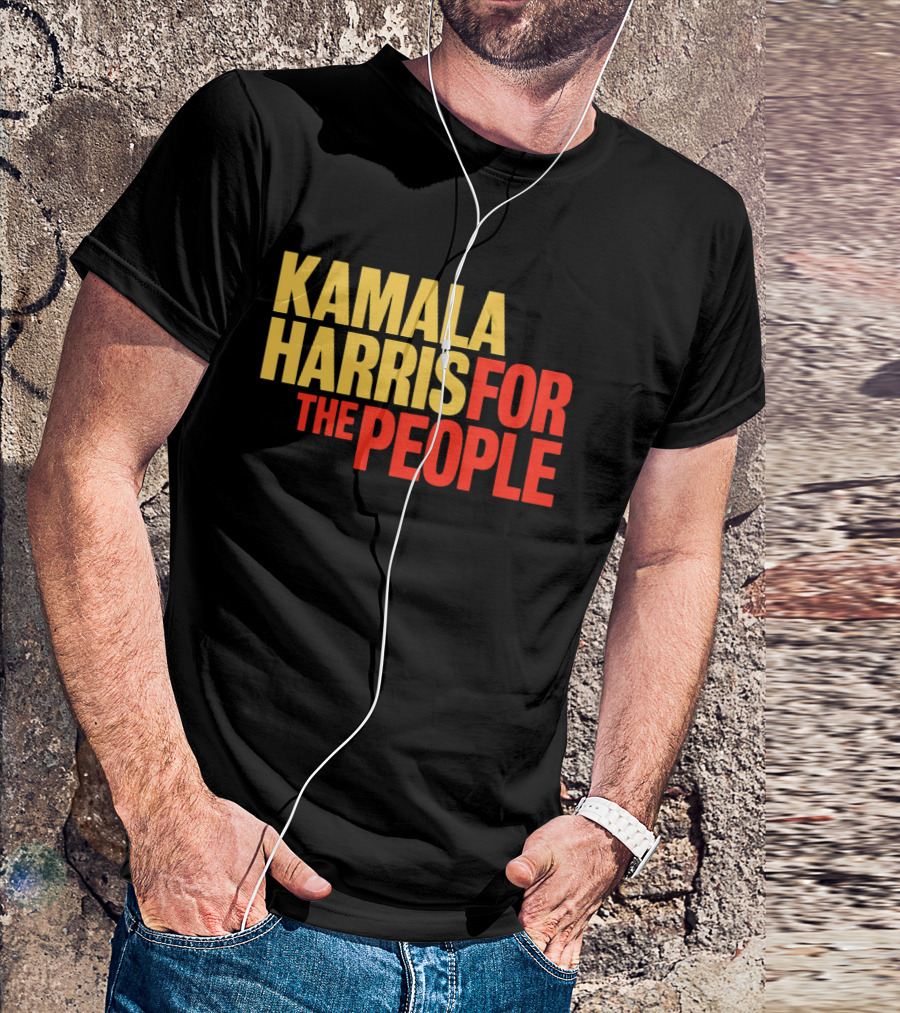 Kamala Harris For The People Text Classic Bold Yellow And Red T-Shirt