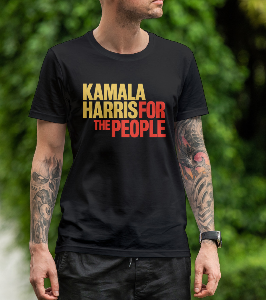 Kamala Harris For The People Text Classic Bold Yellow And Red T-Shirt
