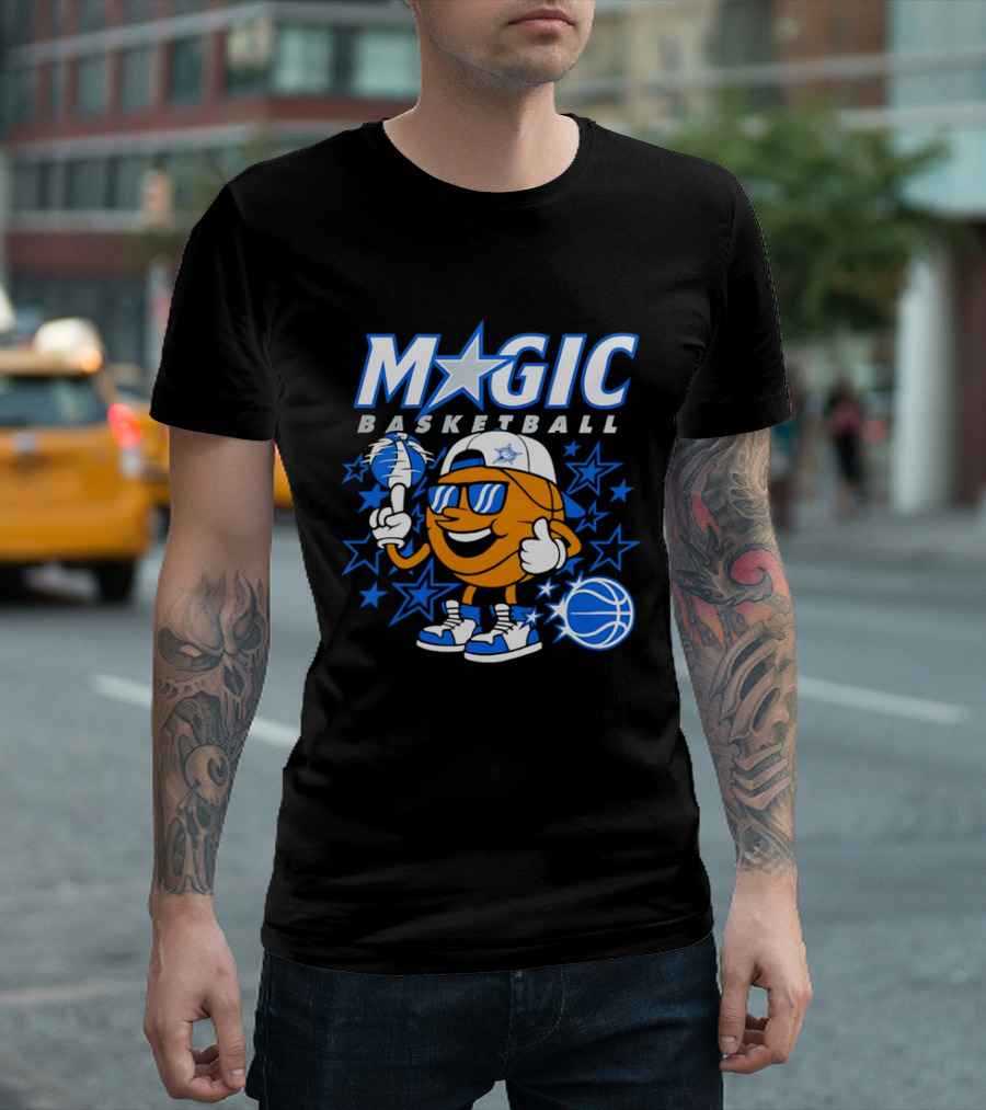 Magic Basketball Cartoon With Sunglasses And Stars T-Shirt