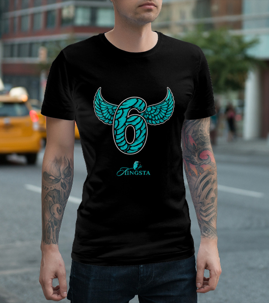 Kingsta Turquoise Feathered Wings Number 6 T-Shirt