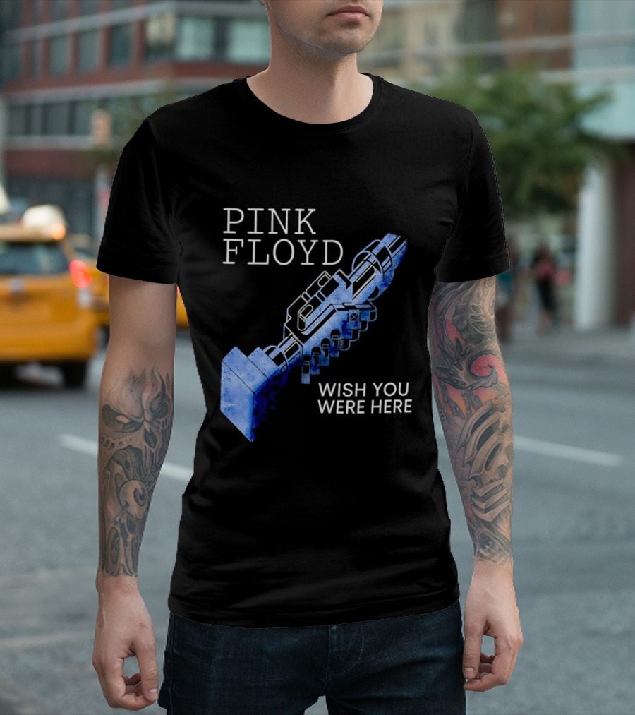 Pink Floyd Wish You Were Here Blue Mechanical Robot Handshake T-Shirt