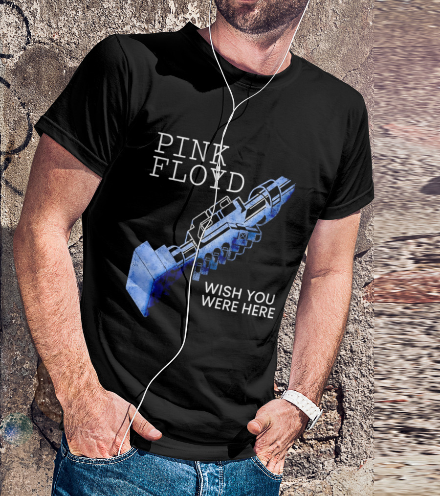 Pink Floyd Wish You Were Here Blue Mechanical Robot Handshake T-Shirt