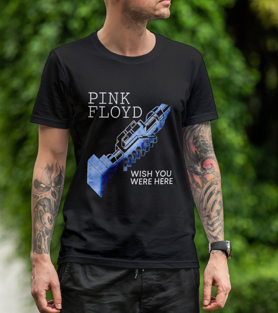 Pink Floyd Wish You Were Here Blue Mechanical Robot Handshake T-Shirt