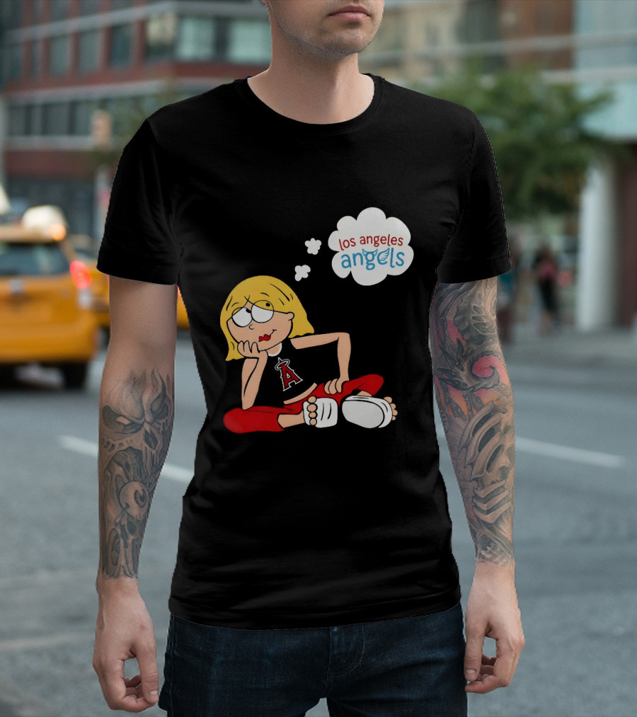 Los Angeles Angels MLB Blonde Girl Thought Bubble Sitting Pose T-Shirt