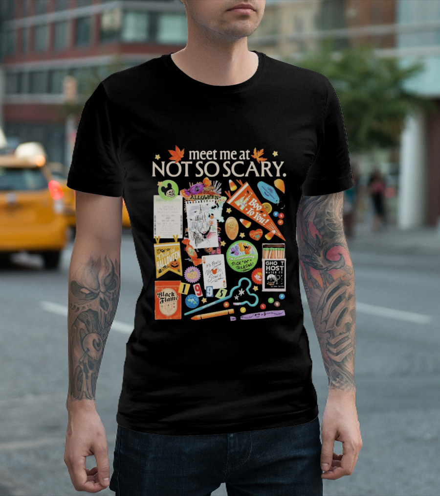 Meet Me At Not So Scary Boo To You Disney Halloween Trick Or Treating Black Flame Candle Halloween Party T-Shirt