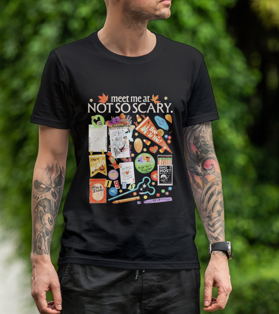 Meet Me At Not So Scary Boo To You Disney Halloween Trick Or Treating Black Flame Candle Halloween Party T-Shirt