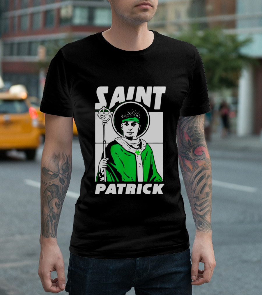 Saint Patrick Mahomes Kansas City Chiefs Iconic Green Halo And Staff T-Shirt