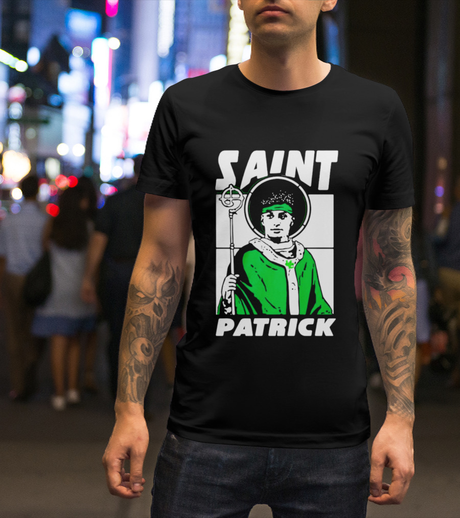 Saint Patrick Mahomes Kansas City Chiefs Iconic Green Halo And Staff T-Shirt