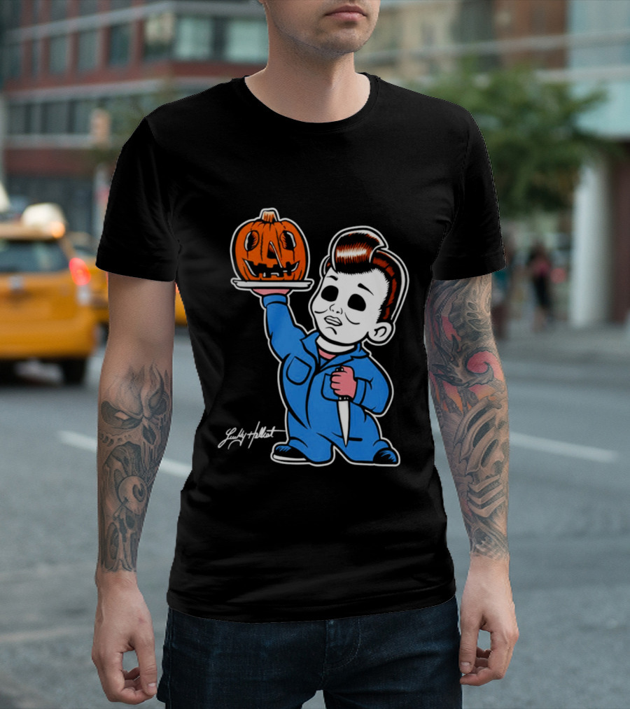 Michael Myers Big Boy Halloween Pumpkin Knife T-Shirt
