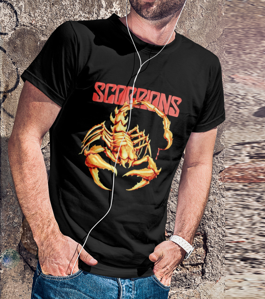Scorpions Golden Metallic Skeleton Dripping Blood T-Shirt