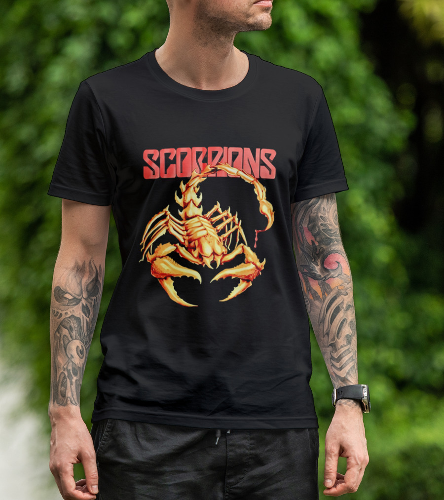 Scorpions Golden Metallic Skeleton Dripping Blood T-Shirt