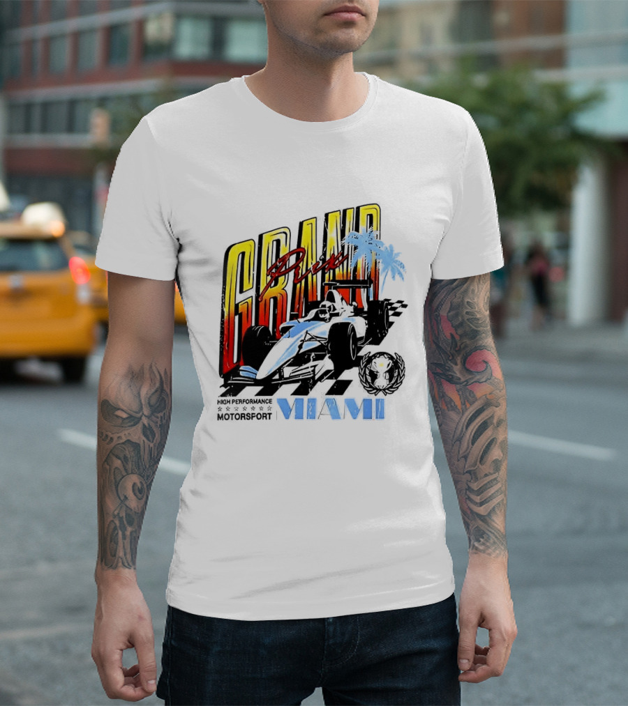 Chicago Bears Grand Prix Motorsport Miami Racing Car T-Shirt