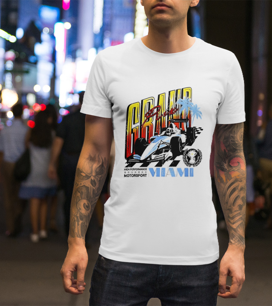 Chicago Bears Grand Prix Motorsport Miami Racing Car T-Shirt