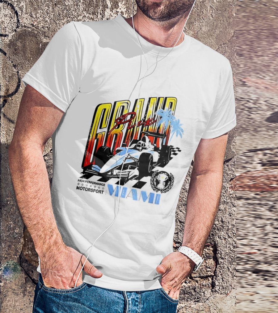 Chicago Bears Grand Prix Motorsport Miami Racing Car T-Shirt