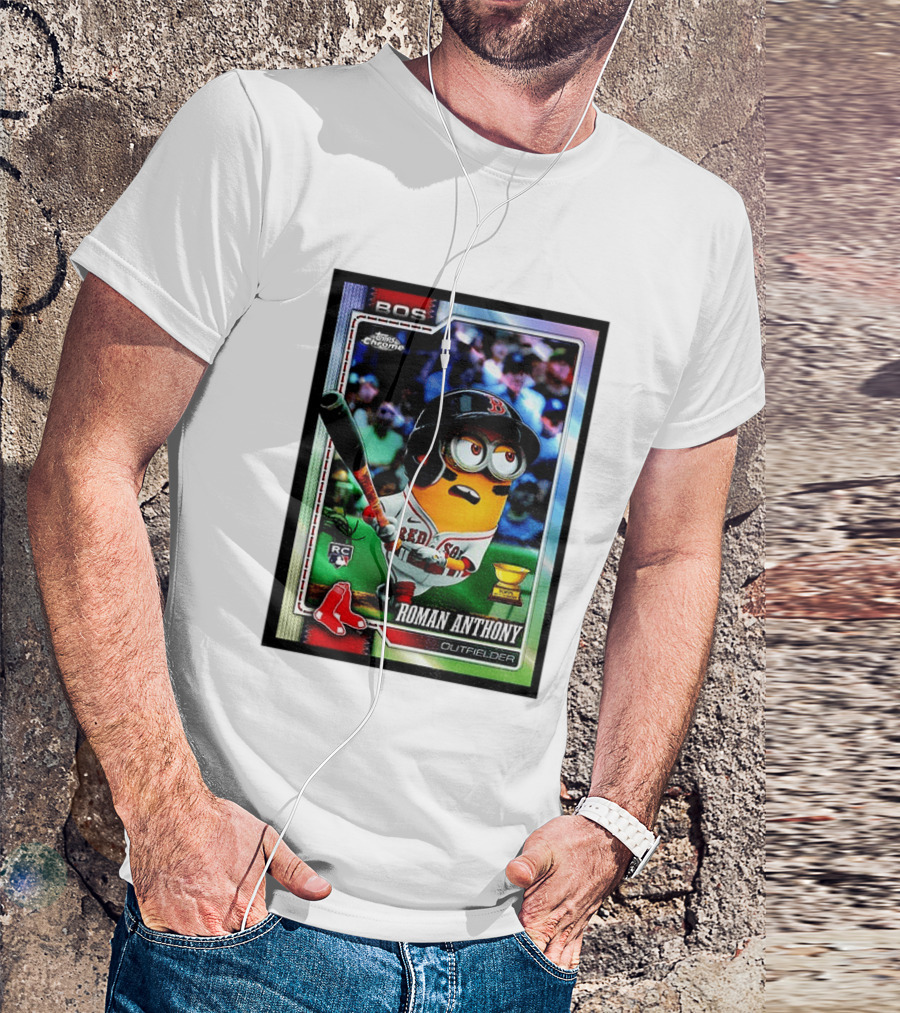 Minions Boston Red Sox Roman Anthony 2025 Topps Chrome Baseball Card T-Shirt