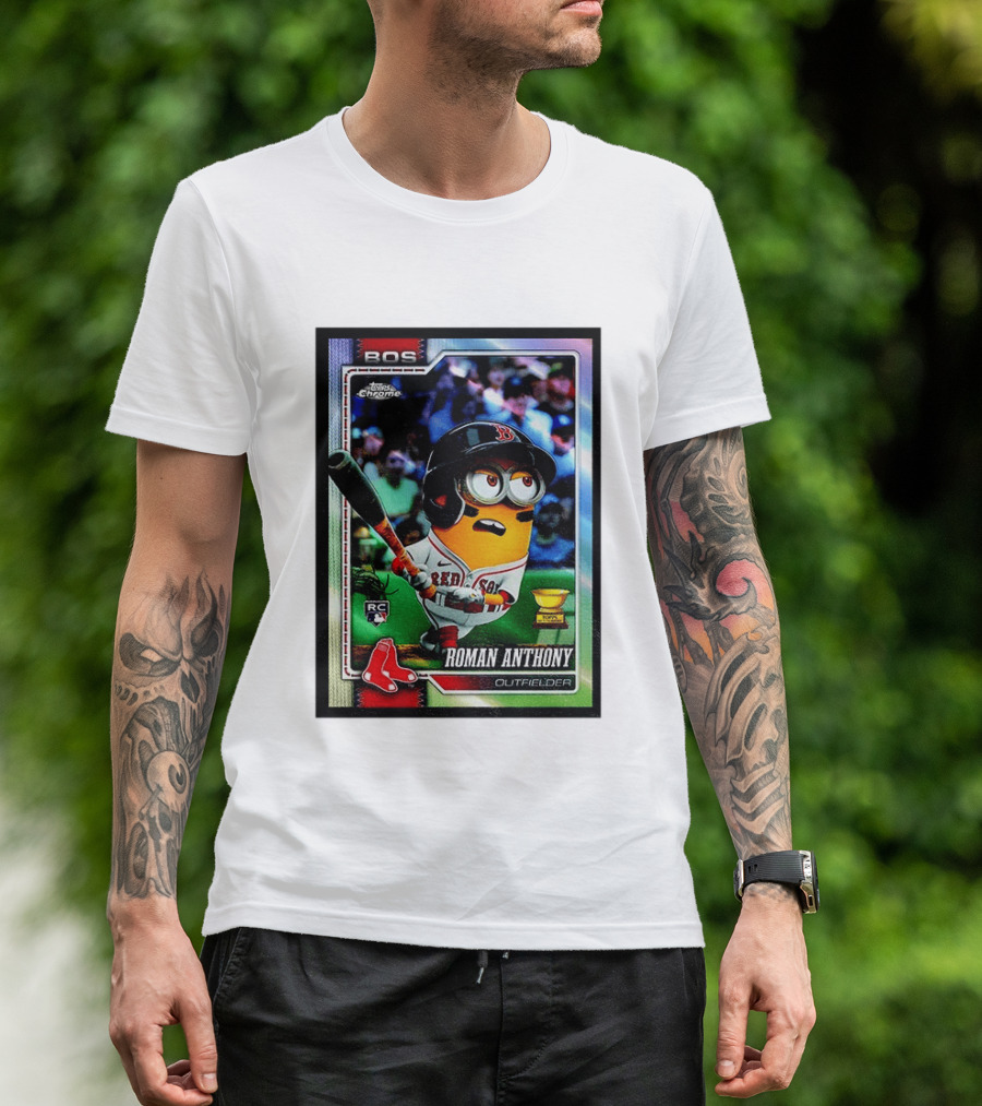 Minions Boston Red Sox Roman Anthony 2025 Topps Chrome Baseball Card T-Shirt