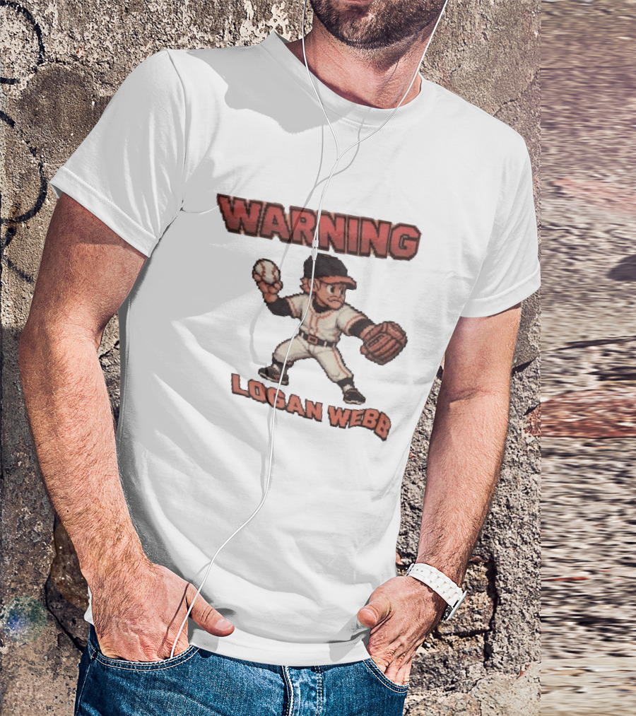 Warning Logan Webb 8 Bit Baseball T-Shirt