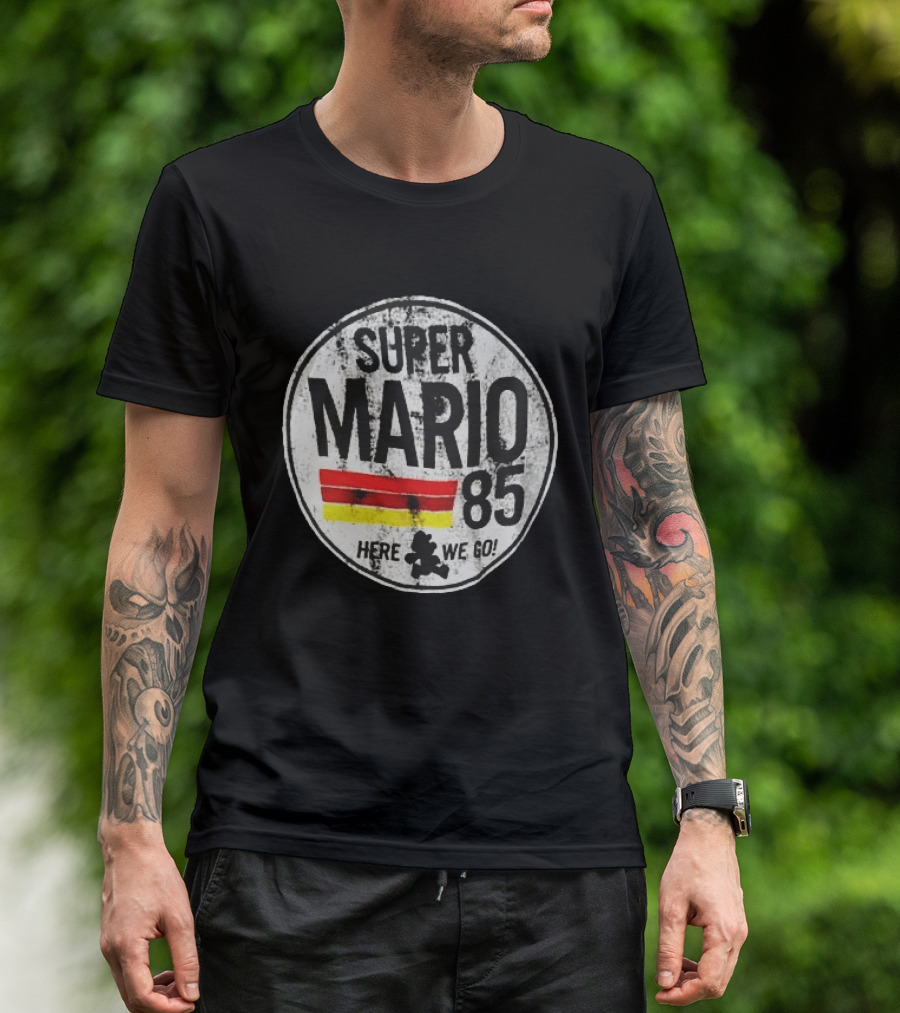 Super Mario 85 Here We Go Vintage Circle T-Shirt