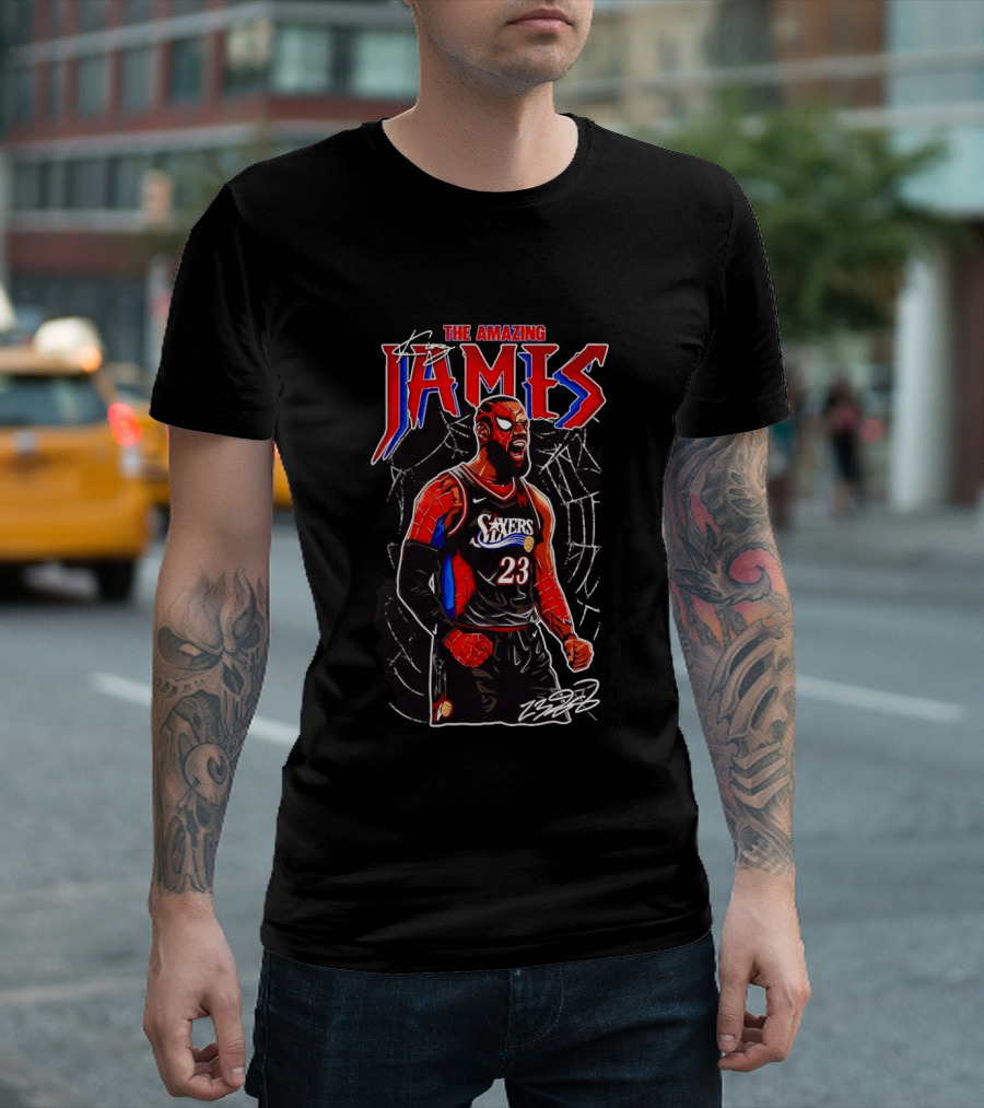 The Amazing LeBron James Spider Man 76ers NBA Crossover Comic T-Shirt