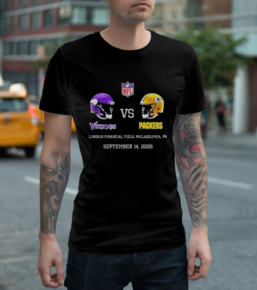 Vikings Vs Packers Lincoln Financial Field Philadelphia PA September 14 2026 T-Shirt