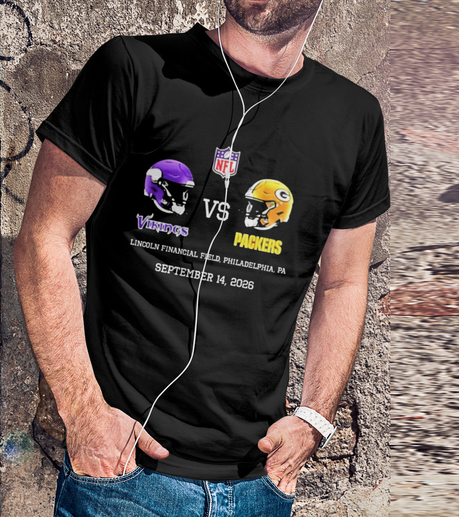 Vikings Vs Packers Lincoln Financial Field Philadelphia PA September 14 2026 T-Shirt
