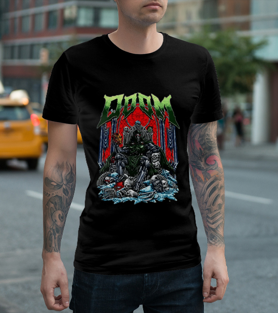 Doctor Doom Throne Marvel Superheroes With Iron Man Mask Doom T-Shirt
