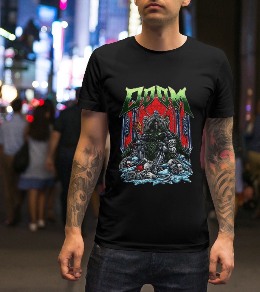 Doctor Doom Throne Marvel Superheroes With Iron Man Mask Doom T-Shirt