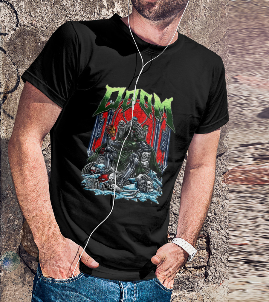 Doctor Doom Throne Marvel Superheroes With Iron Man Mask Doom T-Shirt