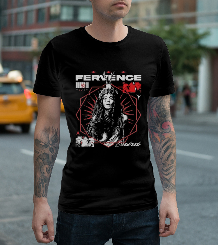 Fervence Constructs Hexagon Horned Crown Woman Red Tears T-Shirt
