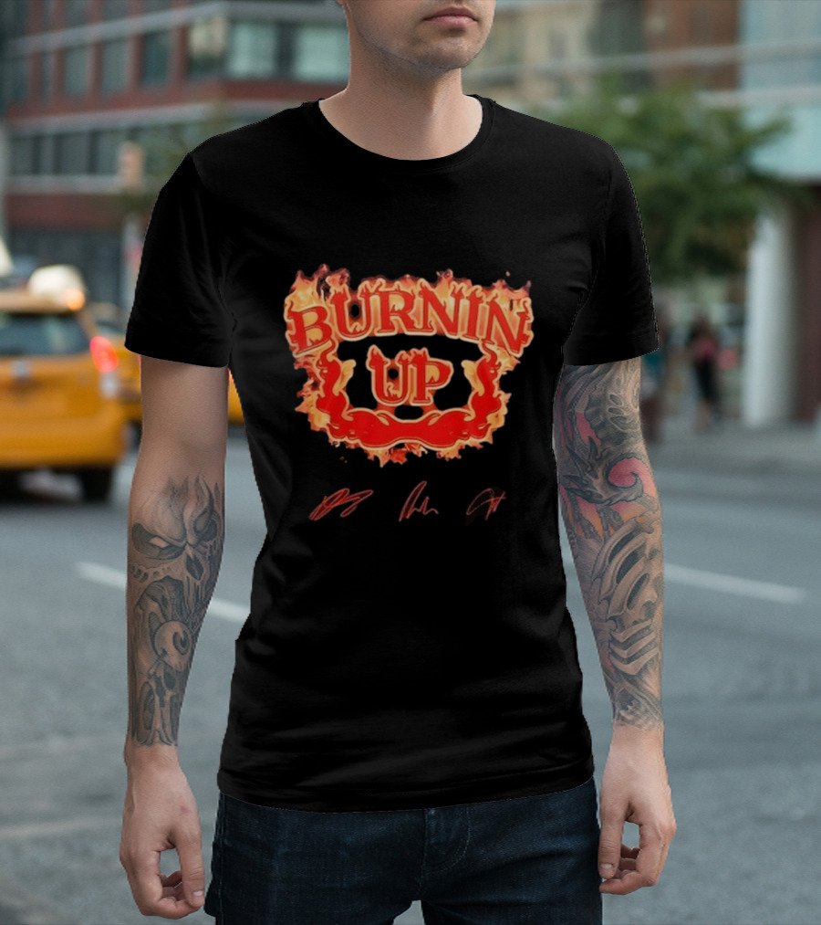 Jonas Brothers Burnin Up Tour Fiery Red Flame Letters T-Shirt