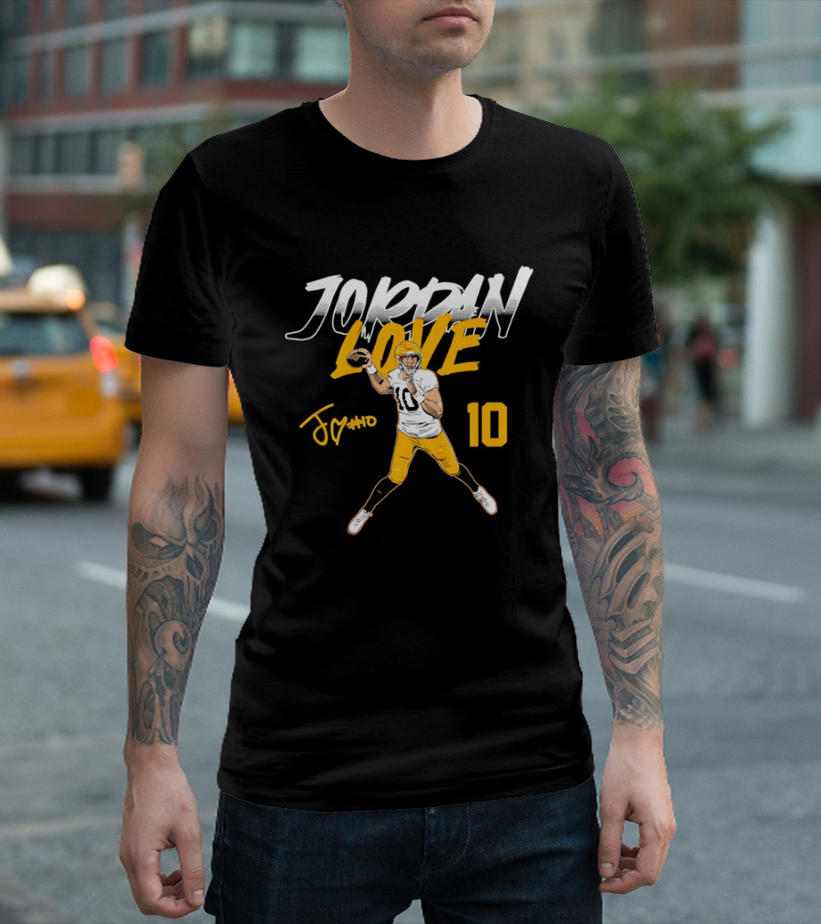 Jordan Love 10 Quarterback Action Pass Signature T-Shirt
