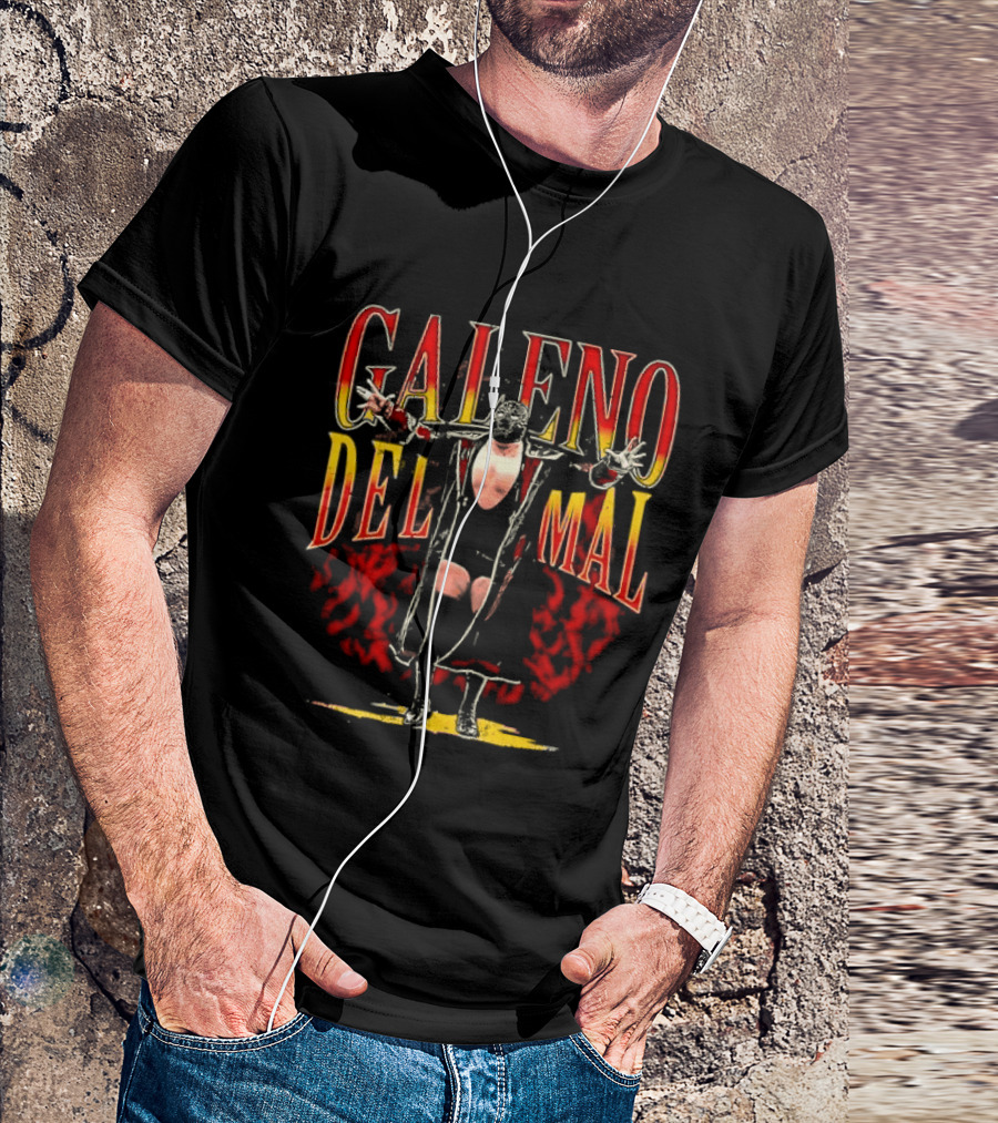 Galeno Del Mal Masked Wrestler Fiery Red Outstretched Arms T-Shirt