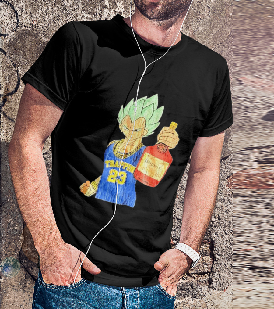 Hennessy Trappin 23 Anime Warrior Graphic Holding Bottle T-Shirt