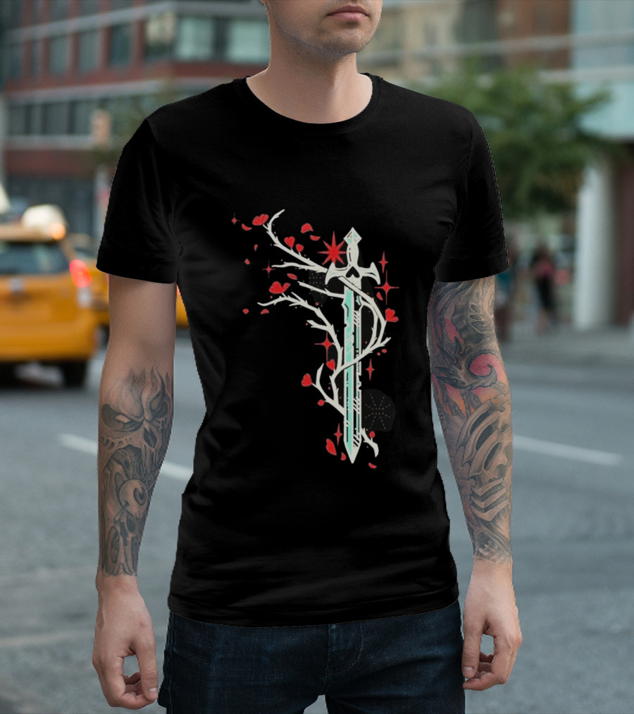 Lifesteal Sword With Red Petals Survival Gaming T-Shirt