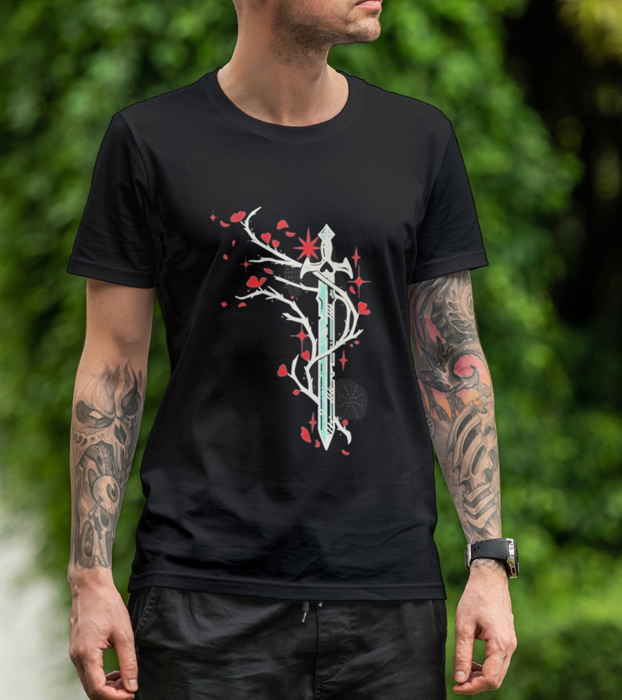Lifesteal Sword With Red Petals Survival Gaming T-Shirt