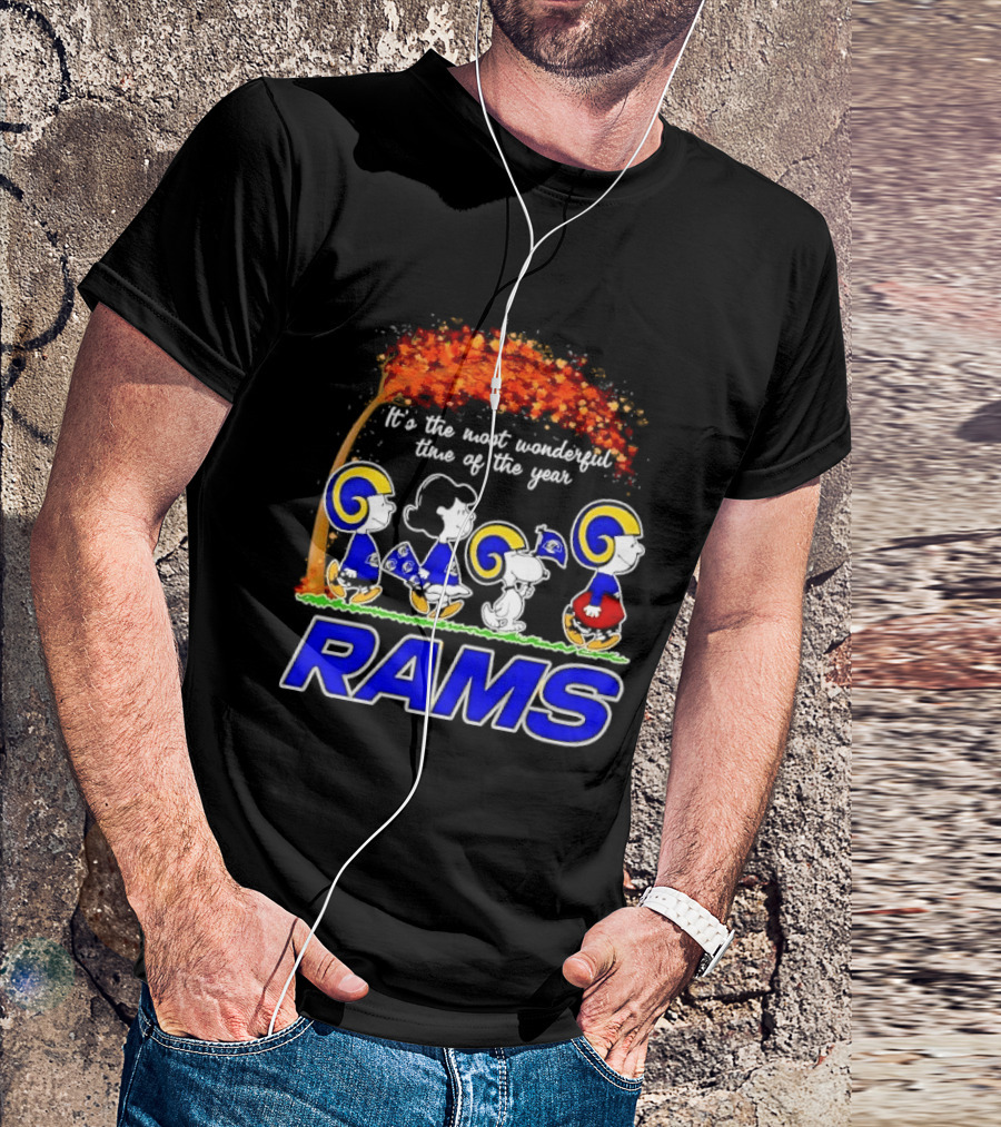 Los Angeles Rams It's The Most Wonderful Time Of Year Charlie Brown Snoopy Peanuts Football Fall T-Shirt