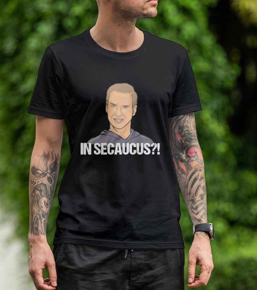 In Secaucus Cartoon Caricature Grimacing Man Face Expression T-Shirt