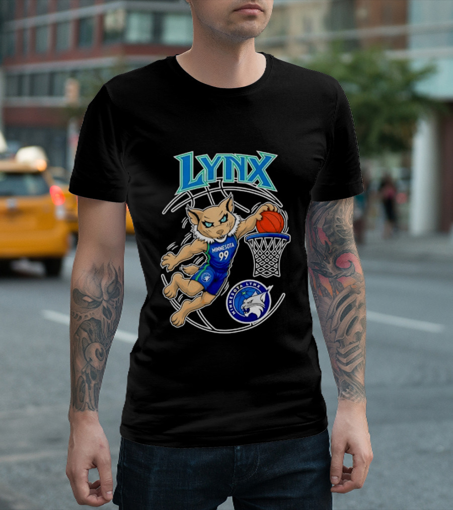 Minnesota Lynx 99 Cartoon Dunking Basketball Player T-Shirt
