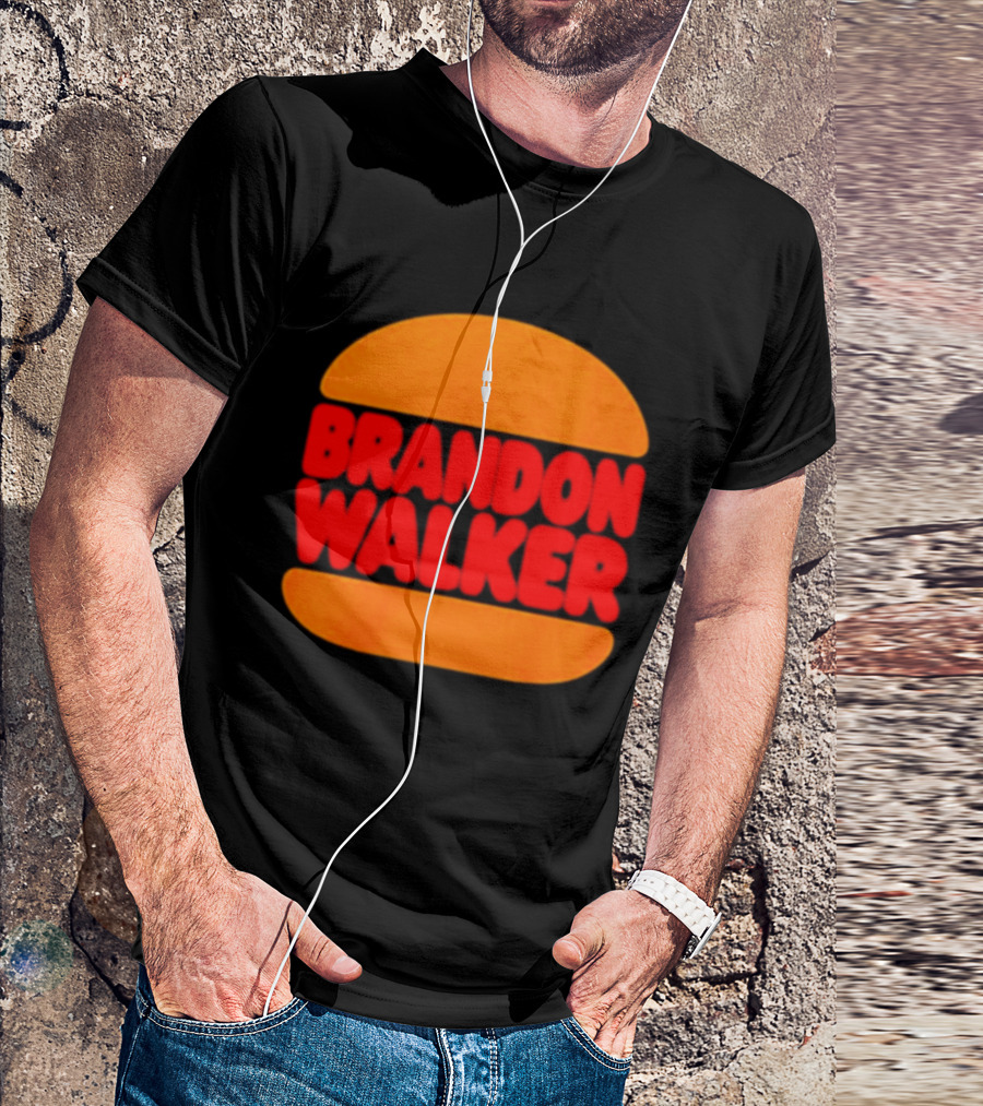 Brandon Walker Hamburger Bold Red Text Inside Orange Bun T-Shirt
