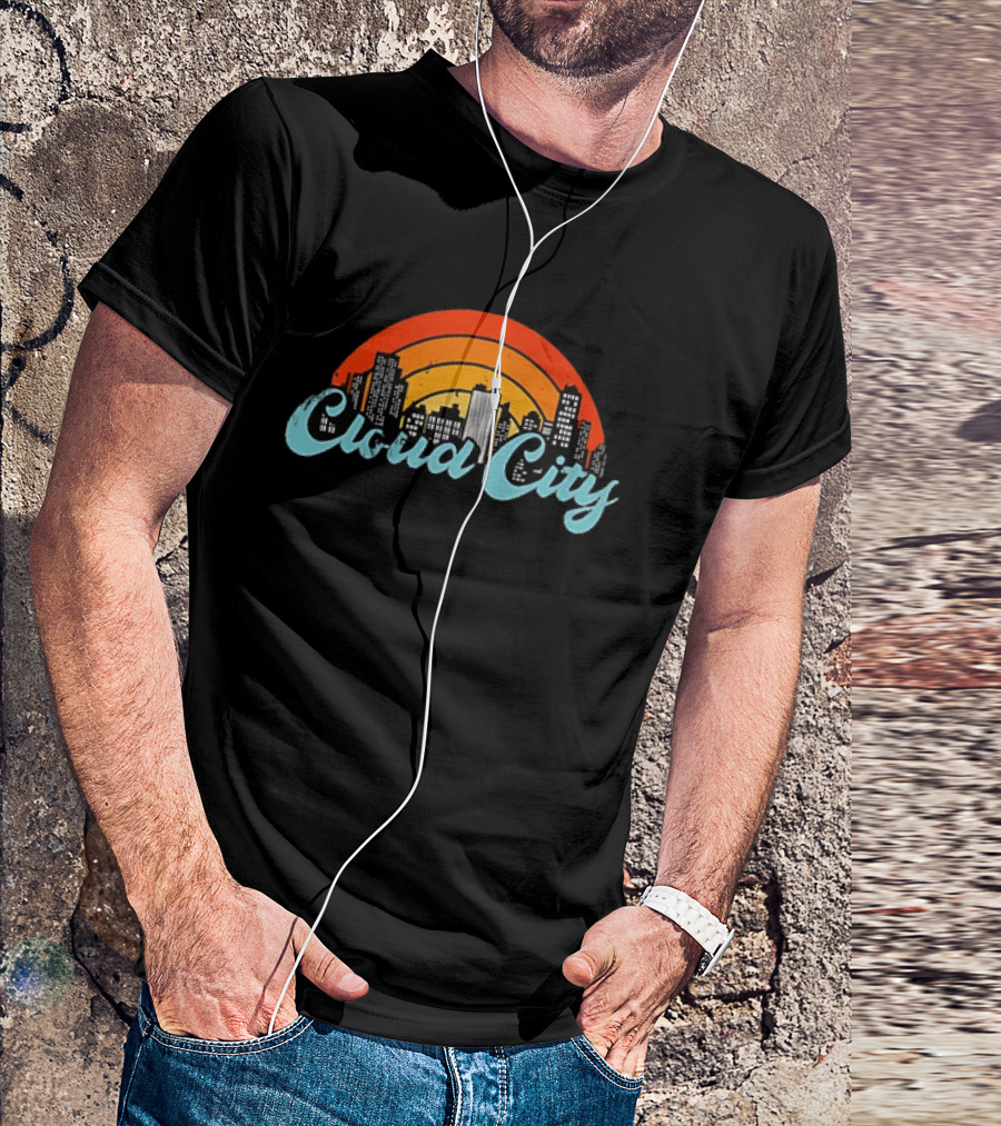 Cloud City Ganja White Night Skyline Retro Vibes T-Shirt