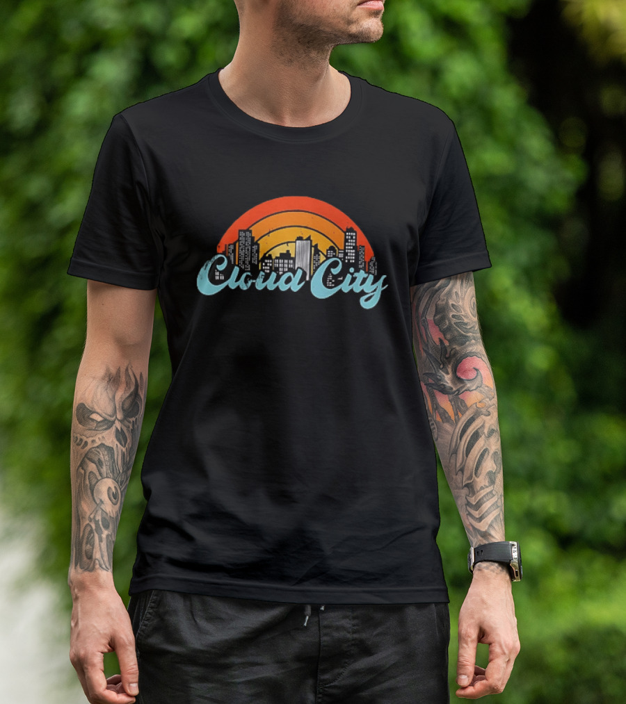 Cloud City Ganja White Night Skyline Retro Vibes T-Shirt
