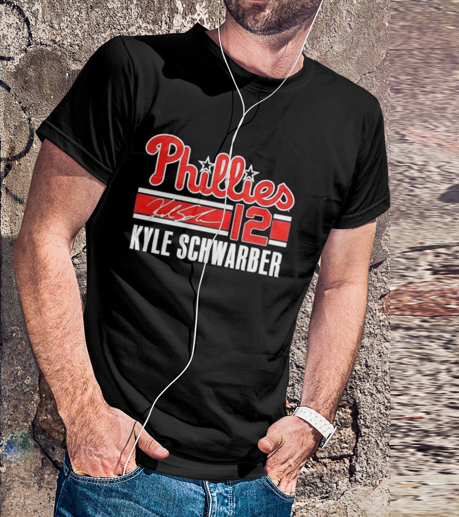 Phillies Kyle Schwarber 12 Red Script Stars Philadelphia MLB Distressed T-Shirt