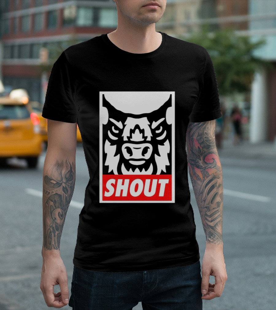 Shout Buffalo Bison Stylized Face T-Shirt