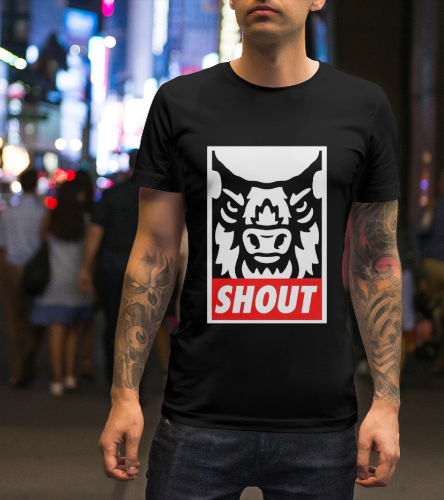 Shout Buffalo Bison Stylized Face T-Shirt