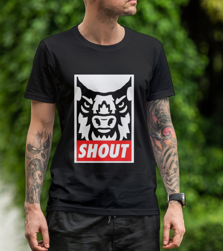 Shout Buffalo Bison Stylized Face T-Shirt
